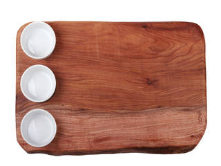 Harch Waney Edge Board with Dipping Pots, Harch Wood Couture Harch Wood Couture Eklektik Mutfak