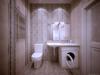 1-комнатная квартира в ЖК "На Морской" (Краснодар), Студия интерьерного дизайна happy.design Студия интерьерного дизайна happy.design Modern bathroom