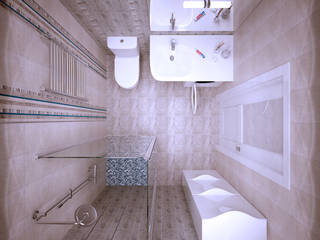 1-комнатная квартира в ЖК "На Морской" (Краснодар), Студия интерьерного дизайна happy.design Студия интерьерного дизайна happy.design Modern bathroom