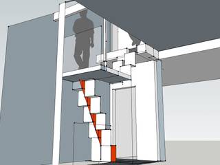 Loft staircase, Phi Architects Phi Architects الممر الحديث، المدخل و الدرج