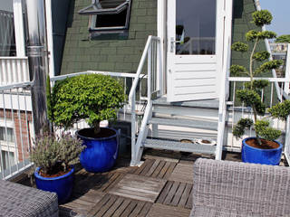 Houses and Terraces in Amsterdam, Boom in Huis / Baum im Haus / Trees in the Home Boom in Huis / Baum im Haus / Trees in the Home Varandas, marquises e terraços clássicas