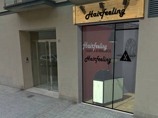 Diseño peluquería Hairfeeling en Valencia, PEANUT DESIGN STUDIO PEANUT DESIGN STUDIO Espaços comerciais