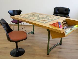 Bodennah - Besprechungstisch mit Zementfliesen, Colourform Colourform Nowoczesne domowe biuro i gabinet
