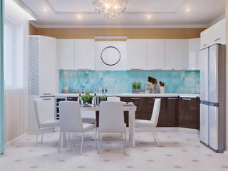 Гостиная с камином в морском стиле, Студия дизайна ROMANIUK DESIGN Студия дизайна ROMANIUK DESIGN 現代廚房設計點子、靈感&圖片