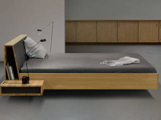 Bed A: stylishes Doppelbett mit Schwebeeffekt, studio jan homann studio jan homann Moderne Schlafzimmer