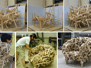 Crossed stick chair, lee3woong studio lee3woong studio Salones rústicos rústicos