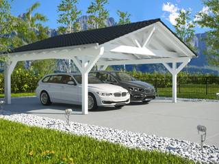 Easy Premium Spitzdachcarport, Solarterrassen & Carportwerk GmbH Solarterrassen & Carportwerk GmbH Nowoczesny garaż