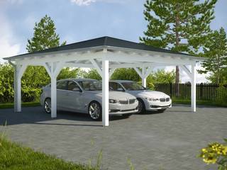 Easy Premium Walmdachcarport, Solarterrassen & Carportwerk GmbH Solarterrassen & Carportwerk GmbH 모던스타일 차고 / 창고