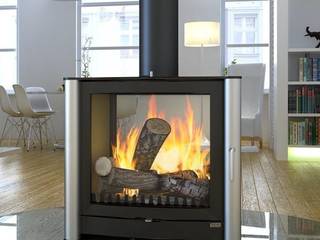Firebelly FB3 Double Sided Woodburning Stove Direct Stoves Moderne Wohnzimmer Kamin und Zubehör