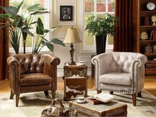 Vintage Style Chesterfield Armchair, Locus Habitat Locus Habitat Classic style living room