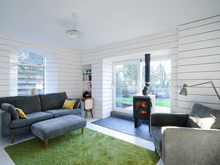 Heath Cottage Living Room homify Salon moderne refurbishment,renovation,living room,cottage,scotland,aberdeen,timber,stove,scandinavian