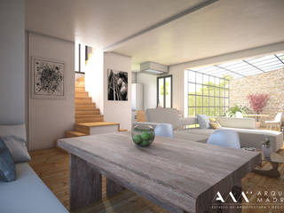 Proyecto para reforma integral de chalet en Madrid, Arquitectos Madrid 2.0 Arquitectos Madrid 2.0 Industriale Wohnzimmer