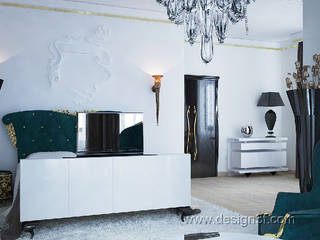 Спальня 25 м2 в стиле ар-деко, студия Design3F студия Design3F Kamar Tidur Tropis