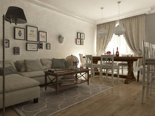 организация пространства в таунхаусе, Makhrova Svetlana Makhrova Svetlana Country style living room