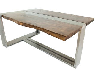 Mesa hierro crudo, madera envejecida. 90 x 60 x 40cm, Héctor Nevado Héctor Nevado Industrial style dining room