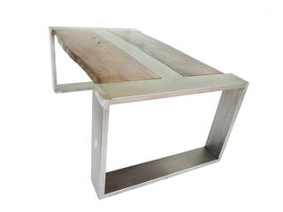 Mesa hierro crudo, madera envejecida. 100 x 60 x 40cm, Héctor Nevado Héctor Nevado Industrial style dining room