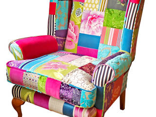 Made to order patchwork chairs, Kelly Swallow Kelly Swallow غرفة المعيشة