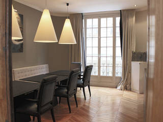 Salon / Salle à manger façon bistrot, STUDIO SANDRA HELLMANN STUDIO SANDRA HELLMANN Modern Dining Room