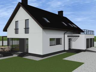 minimalistyczna elewacja w Nowym Dworze Gdańskim, ap. studio architektoniczne Aurelia Palczewska ap. studio architektoniczne Aurelia Palczewska Casas de estilo minimalista