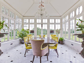 Colourful Interior on this Dining Conservatory Vale Garden Houses モダンスタイルの 温室