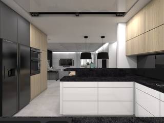 Projekt domu jednorodzinnego 2 (wykonany dla A2.Studio Pracownia Architektury), BAGUA Pracownia Architektury Wnętrz BAGUA Pracownia Architektury Wnętrz Modern Kitchen