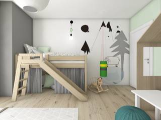 Pokoje dziecięce w domach jednorodzinnych (projekty wykonane dla A2.Studio Pracownia Architektury), BAGUA Pracownia Architektury Wnętrz BAGUA Pracownia Architektury Wnętrz Chambre d'enfant moderne