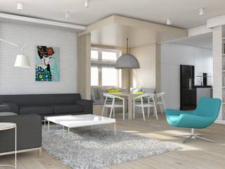 Projekt domu jednorodzinnego 3 (wykonany dla A2.Studio Pracownia Architektury), BAGUA Pracownia Architektury Wnętrz BAGUA Pracownia Architektury Wnętrz Scandinavian style living room