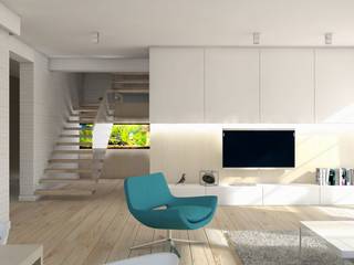 Projekt domu jednorodzinnego 3 (wykonany dla A2.Studio Pracownia Architektury), BAGUA Pracownia Architektury Wnętrz BAGUA Pracownia Architektury Wnętrz Modern Living Room