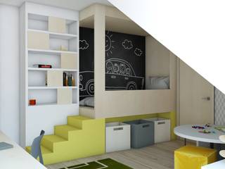 Projekt domu jednorodzinnego 3 (wykonany dla A2.Studio Pracownia Architektury), BAGUA Pracownia Architektury Wnętrz BAGUA Pracownia Architektury Wnętrz Scandinavian style nursery/kids room