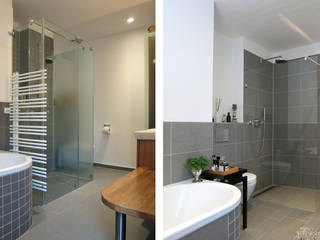 Ein Grundriss - zwei Bäder, hansen innenarchitektur materialberatung hansen innenarchitektur materialberatung Modern bathroom