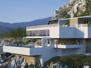 Проект дома на скале, Студия авторского дизайна БОН ТОН Студия авторского дизайна БОН ТОН Casas minimalistas