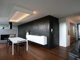 Agencement d'un appartement à Carouge., Sylvia Junge Architecte Sylvia Junge Architecte モダンデザインの リビング