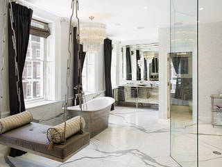 Dressing room and bathroom finished using Mother of Pearl by Cocovara Interiors, London, UK, ShellShock Designs ShellShock Designs Bathroom