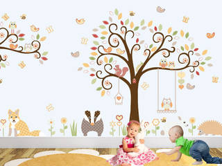 Woodland Animal Luxury Nursery Wall Art Sticker Designs for a baby boys or baby girls nursery room, Enchanted Interiors Enchanted Interiors Dormitorios infantiles modernos