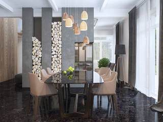 Гостиная в загородном доме, Tatiana Shishkina Tatiana Shishkina Minimalist dining room