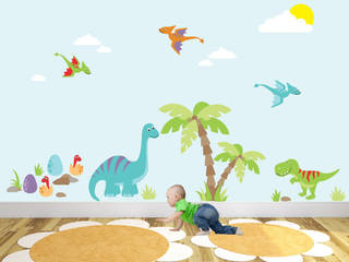 Deluxe Dinosaur Luxury Nursery Wall Art Sticker Design for a baby boys nursery room, Enchanted Interiors Enchanted Interiors Modern Çocuk Odası