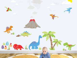 Deluxe Dinosaur Luxury Nursery Wall Art Sticker Design for a baby boys nursery room, Enchanted Interiors Enchanted Interiors Dormitorios infantiles