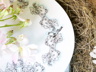 Assiette plate, motif Petit Feuillage, Jardin de Camille, blabla blabla Nhà bếp phong cách hiện đại