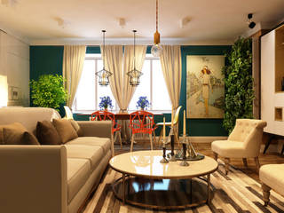 Дизайн проект квартиры 100 м2, Apolonov Interiors Apolonov Interiors Livings de estilo ecléctico
