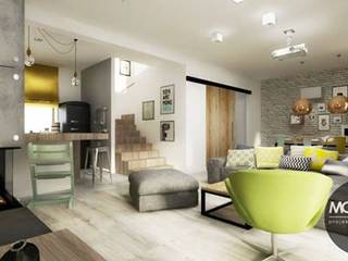 Akcentem mocno charakterystycznym są jasne, naturalne barwy, MONOstudio MONOstudio Scandinavian style living room