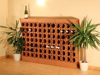 Weinlagersteine aus Ton, Rimini Baustoffe GmbH Rimini Baustoffe GmbH 地中海デザインの ワインセラー