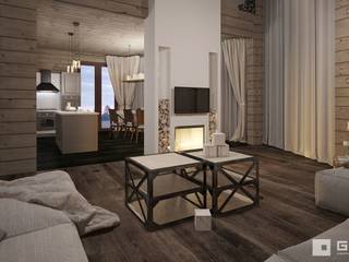 Дизайн интерьера дома в стиле шале , GM-interior GM-interior Phòng khách phong cách đồng quê