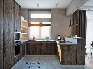 The apartment is in a modern style 80 sq.m., Студия архитектуры и дизайна Дарьи Ельниковой Студия архитектуры и дизайна Дарьи Ельниковой Nhà bếp phong cách chiết trung