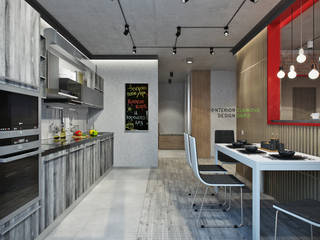 Квартира 95 кв.м. в стиле лофт, Студия архитектуры и дизайна Дарьи Ельниковой Студия архитектуры и дизайна Дарьи Ельниковой Industrial style kitchen
