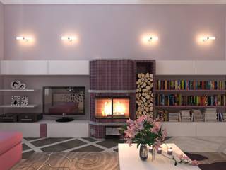 2 storey living room in a private house. Belgorod, Your royal design Your royal design オリジナルデザインの リビング