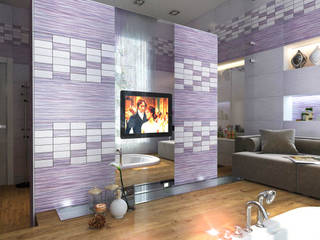 Bathroom with a podium in lilac tones, Your royal design Your royal design Ausgefallene Badezimmer