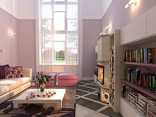 2 storey living room in a private house. Belgorod, Your royal design Your royal design Living room