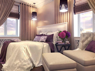 Bedroom with lilac, Your royal design Your royal design クラシカルスタイルの 寝室
