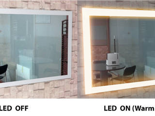 Beautiful LED Lighting Mirror, 주식회사 에이티옵트로닉스 (AT Optronics Corporation) 주식회사 에이티옵트로닉스 (AT Optronics Corporation) Dinding & Lantai Modern