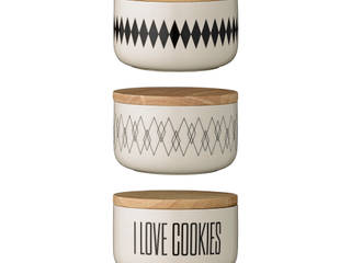 Jars with Bamboo Lid, Cream or Black, 3 ass. , Bloomingville Bloomingville Eclectic style kitchen